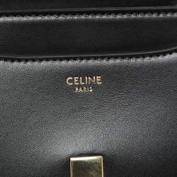 Celine Black Satinated Leather Mini 16 Top Handle Bag