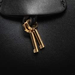 Celine Black Satinated Leather Mini 16 Top Handle Bag