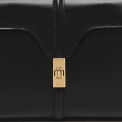 Celine Black Satinated Leather Mini 16 Top Handle Bag