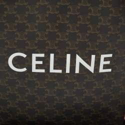 Celine Brown Triomphe Canvas and Leather Small Vertical Cabas Tote 
