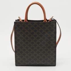 Celine Brown Triomphe Canvas and Leather Small Vertical Cabas Tote 