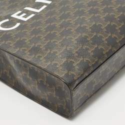 Celine Brown Triomphe Canvas and Leather Small Vertical Cabas Tote 