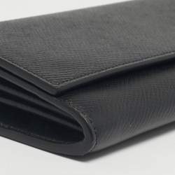 مملوكة مسبقًا محفظة كونتيننتال بقلاّب كبيرة جلد أسود سيلين