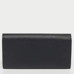 مملوكة مسبقًا محفظة كونتيننتال بقلاّب كبيرة جلد أسود سيلين