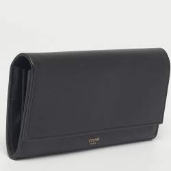 مملوكة مسبقًا محفظة كونتيننتال بقلاّب كبيرة جلد أسود سيلين