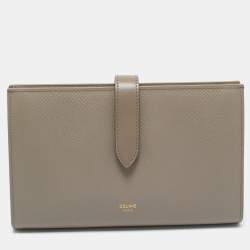 Pre Owned Celine Grey Leather Large Strap Bifold Wallet