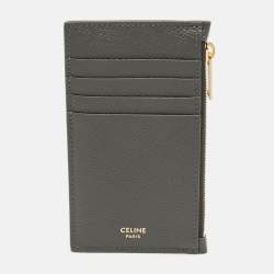 Pre Owned Celine Grey Leather Zip Card Holder