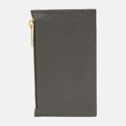 Pre Owned Celine Grey Leather Zip Card Holder