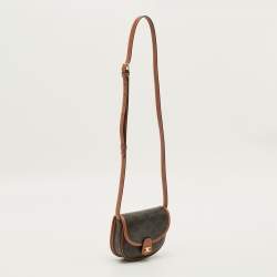 Pre Owned Celine Besace Mini Brown Triomphe Coated Canvas Crossbody Bag
