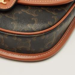 Pre Owned Celine Besace Mini Brown Triomphe Coated Canvas Crossbody Bag