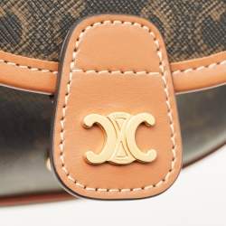 Pre Owned Celine Besace Mini Brown Triomphe Coated Canvas Crossbody Bag