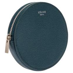 Pre Owned Céline Blue Grained Leather Round Coin Purse