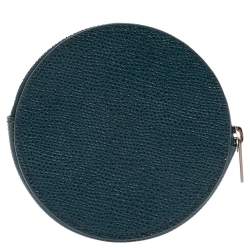 Pre Owned Céline Blue Grained Leather Round Coin Purse