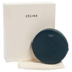 Pre Owned Céline Blue Grained Leather Round Coin Purse