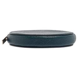 Pre Owned Céline Blue Grained Leather Round Coin Purse