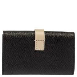 Pre Owned Celine Black/Ivory Grained Leather Strap Key Case