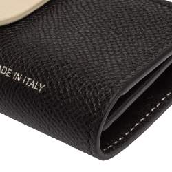 Pre Owned Celine Black/Ivory Grained Leather Strap Key Case