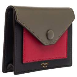 Pre Owned Celine Tri Color Leather Envelope Pocket Card Holder