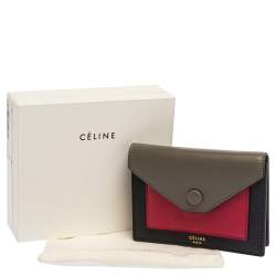 Pre Owned Celine Tri Color Leather Envelope Pocket Card Holder