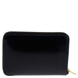 Pre Owned Celine Black Metallic Leather Zip Around Wallet