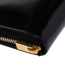 Pre Owned Celine Black Metallic Leather Zip Around Wallet