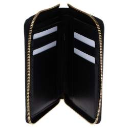 Pre Owned Celine Black Metallic Leather Zip Around Wallet