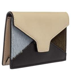 Pre Owned Celine Multicolor Leather and Calfhair Diamond Card Case