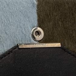Pre Owned Celine Multicolor Leather and Calfhair Diamond Card Case