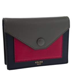 Pre Owned Celine Tri Color Leather Envelope Pocket Card Holder