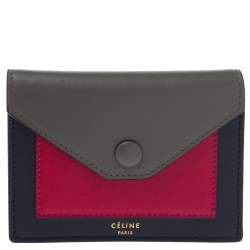 Pre Owned Celine Tri Color Leather Envelope Pocket Card Holder