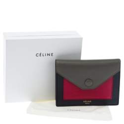 Pre Owned Celine Tri Color Leather Envelope Pocket Card Holder