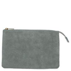 Pre Owned Celine Grey Suede Trio Zip Clutch