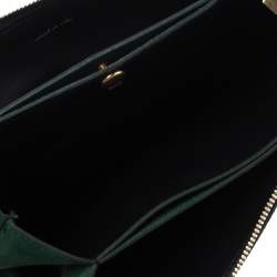 Pre Owned Celine Green Suede Trio Zip Clutch