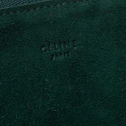 Pre Owned Celine Green Suede Trio Zip Clutch