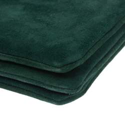 Pre Owned Celine Green Suede Trio Zip Clutch