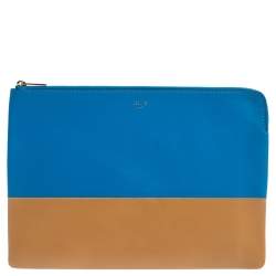 Pre Owned Celine Blue/Brown Leather Solo Clutch