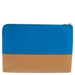 Pre Owned Celine Blue/Brown Leather Solo Clutch