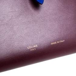 Pre Owned Celine Maroon/Blue Leather Large Multifunction Strap Wallet