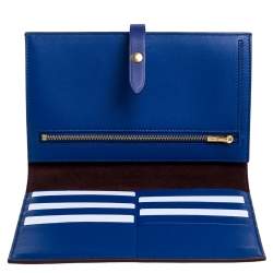 Celine Blue/Burgundy Leather Large Multifunction Strap Wallet - ShopStyle