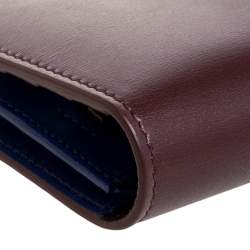 Pre Owned Celine Maroon/Blue Leather Large Multifunction Strap Wallet