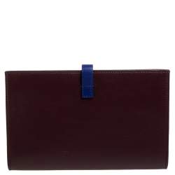 Pre Owned Celine Maroon/Blue Leather Large Multifunction Strap Wallet