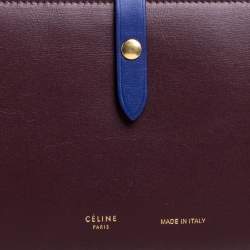 Pre Owned Celine Maroon/Blue Leather Large Multifunction Strap Wallet