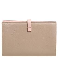 Pre Owned Celine Beige/Pink Leather Large Multifunction Strap Wallet