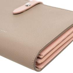 Pre Owned Celine Beige/Pink Leather Large Multifunction Strap Wallet