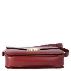 Pre Owned Celine Burgandy Leather Medium Triomphe Bag