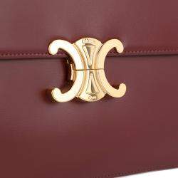 Pre Owned Celine Burgandy Leather Medium Triomphe Bag