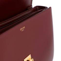 Pre Owned Celine Burgandy Leather Medium Triomphe Bag