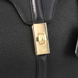 Pre Owned Celine Black Satinated Calfskin Leather Small 16 Bag