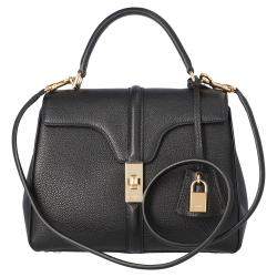 Pre Owned Celine Black Satinated Calfskin Leather Small 16 Bag