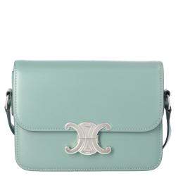 Celine Mini Triomphe Shoulder Bag Leather Turquoise Green